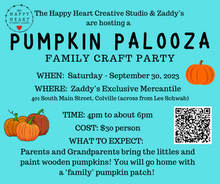 Load image into Gallery viewer, Sept. 30, 2023 - FAMILY CRAFT PARTY - Let&#39;s paint some PUMPKINS!